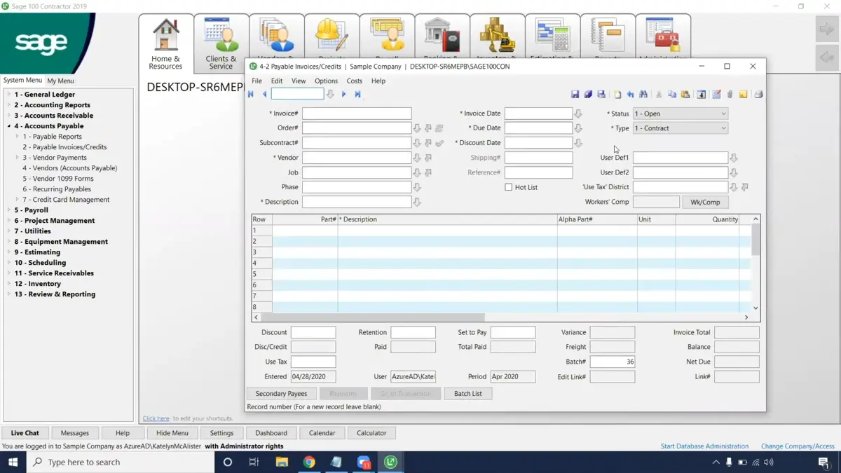 sage 100 accounting software for contractor