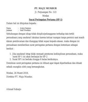 Contoh Surat Peringatan Kerja serta Ketentuannya untuk Karyawan Anda!