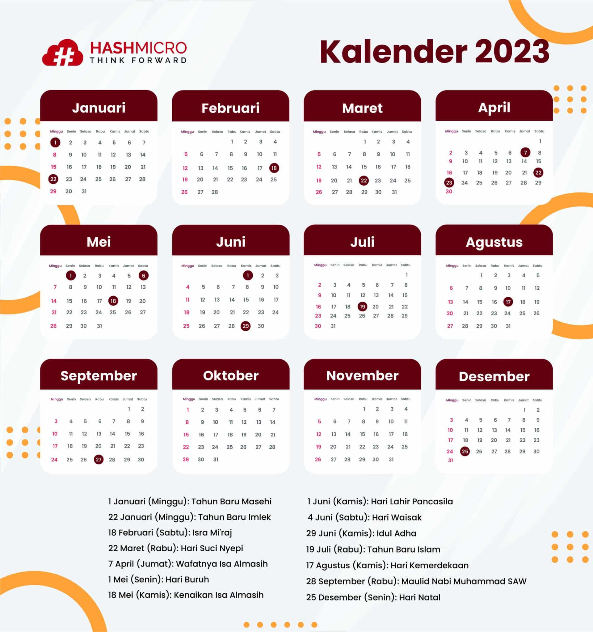 Kalender 2023 Lengkap dengan Libur Nasional dan Cuti Bersama