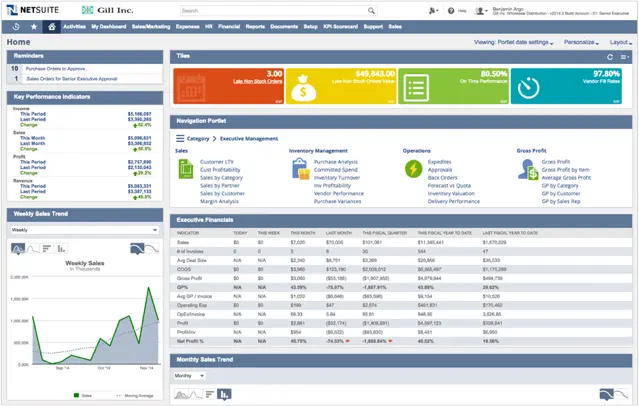 netsuite dashboard 