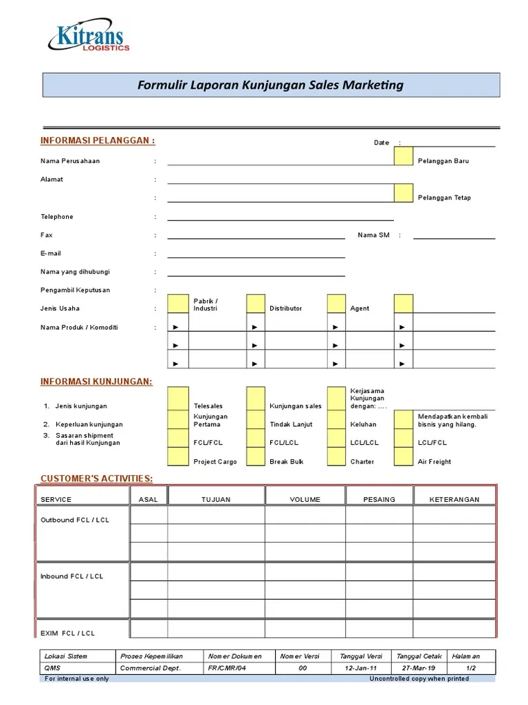 apa itu laporan kunjungan sales beserta contohnya
