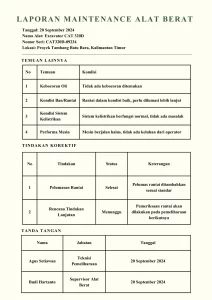 contoh laporan maintence