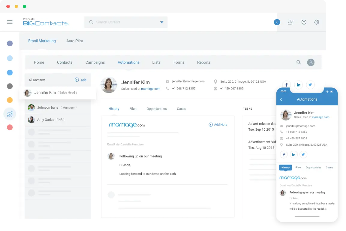 bigcontacts client communication management software