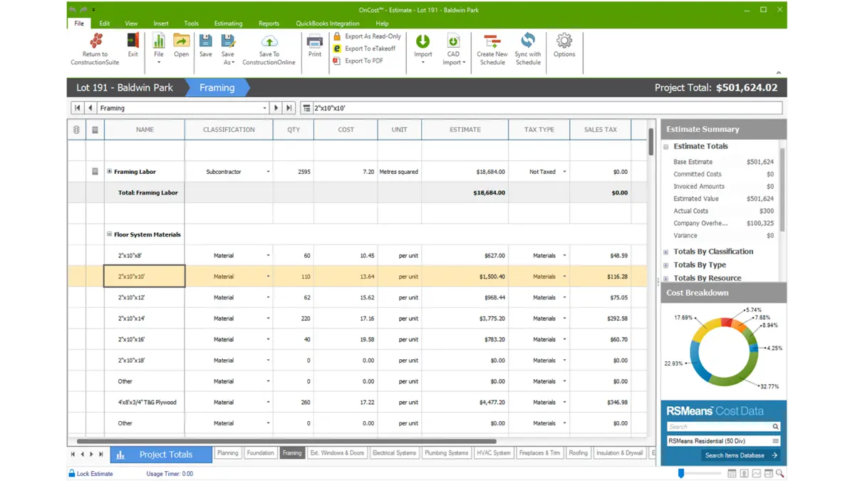 construction estimating software