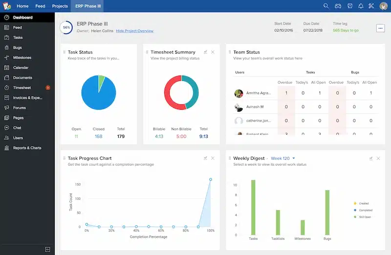 zoho construction management software