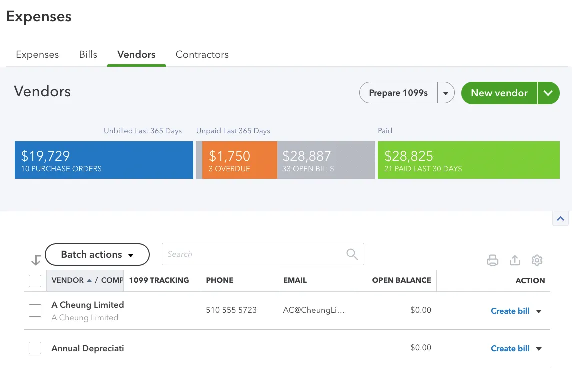 quickbooks vm procurement