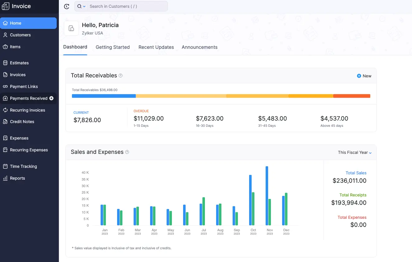 zoho financial asset management software