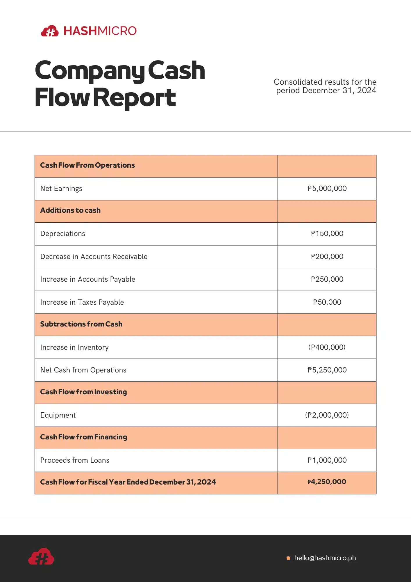 Cash flow report