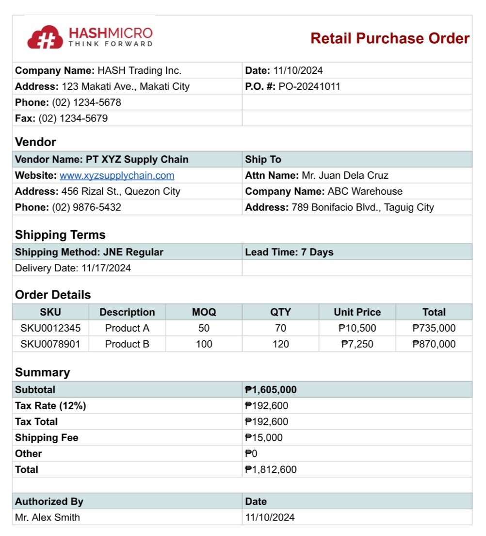 sample cash flow statement